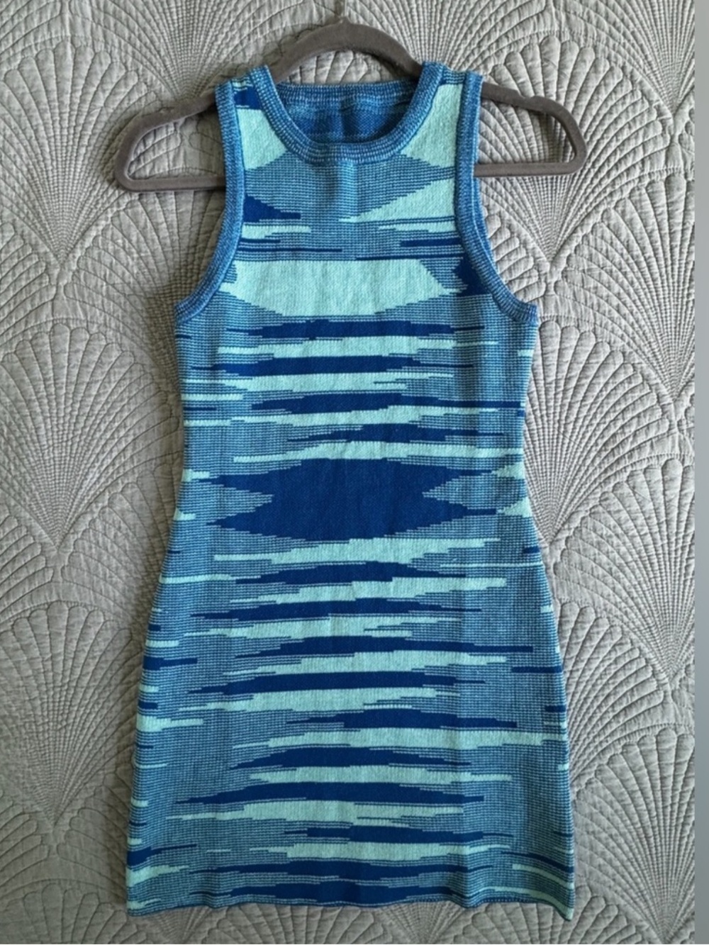 Princess Polly Blue Patterned Sleeveless Knit Mini Dress